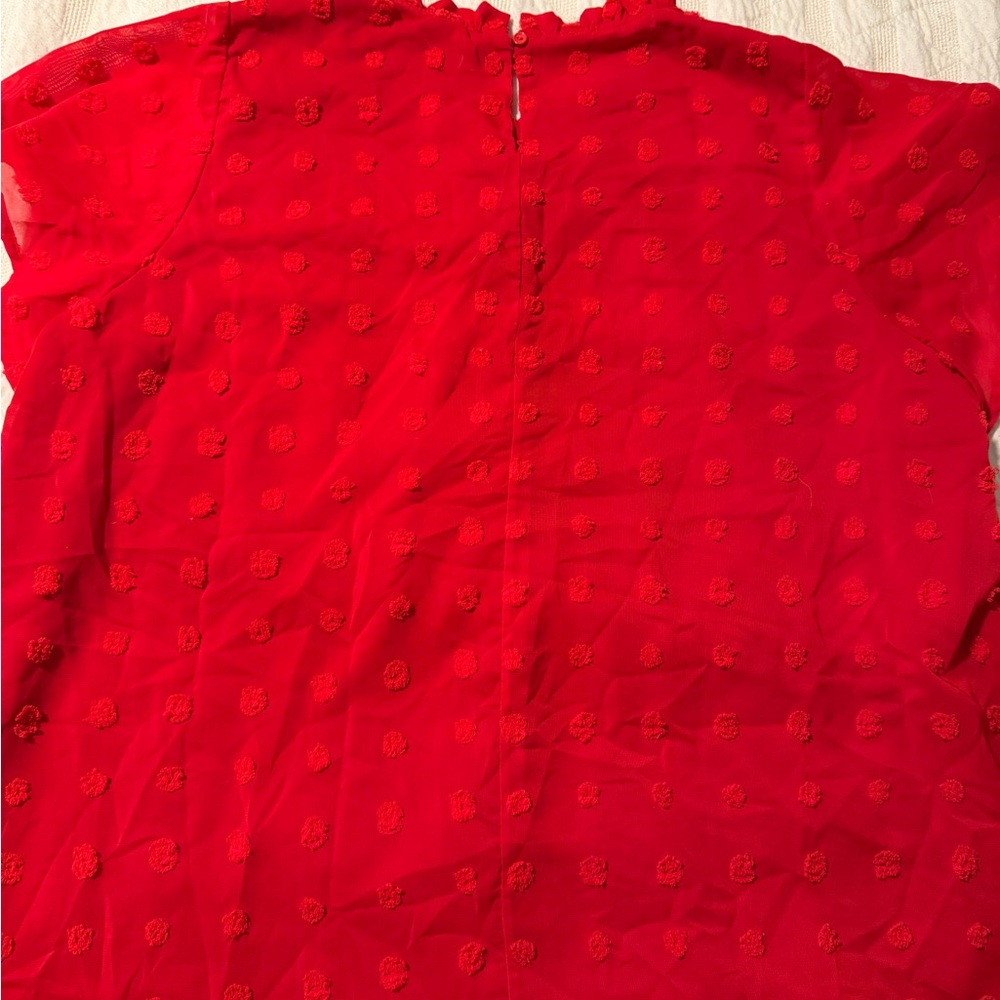 Red Ruffled Women's Top - Picture 2 of 4